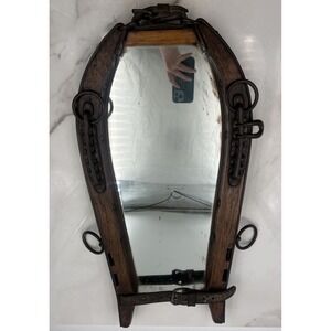 ANTIQUE EQUESTRIAN HORSE COLLAR WALL MIRROR Primitive